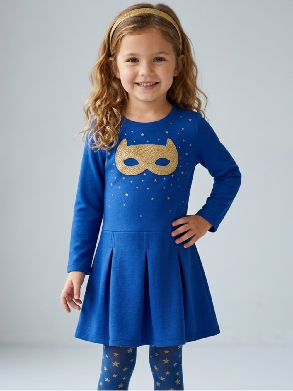 Blue Glitter Mask Dress for Kids by Epic Threads